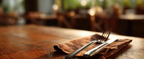 The elegant table setting with cutlery inviting a delightful dining experience photo
