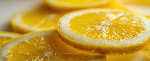 The Fresh Lemon Slices Showcasing Bright Color and Juicy Texture photo