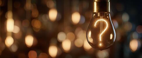 The Illuminated Lightbulb with a Question Mark Symbolizing Inquiry photo