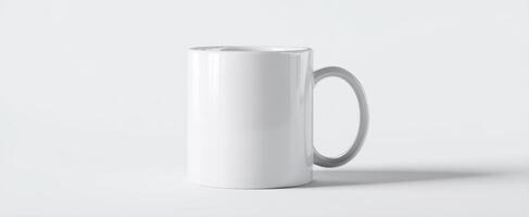 The minimalist white mug perfect for coffee or tea branding and design. photo