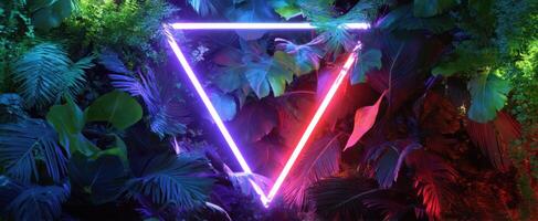 The Neon Triangle Surrounded by Lush Green Foliage in a Vibrant Setting photo