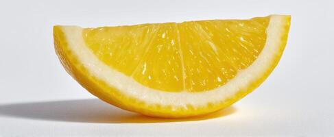 The vibrant lemon slice showcasing its juicy, bright texture and freshness. photo