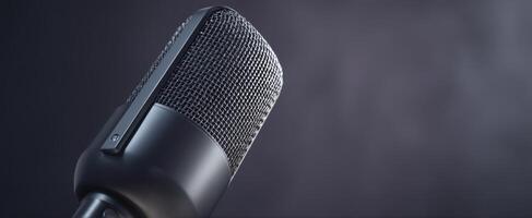 The high-quality microphone poised for studio recording and audio excellence. photo