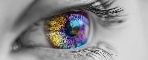 The Colorful Eye Surrounded by Black and White Elegance photo