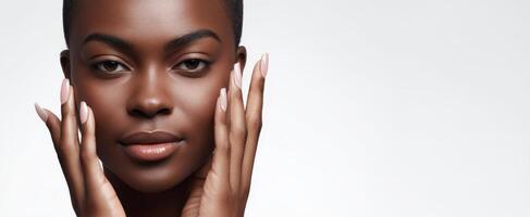 The Stunning Close-up of a Confident Model Emphasizing Natural Beauty photo