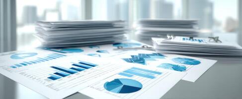 The detailed financial reports showcasing analysis and trends for business growth. photo