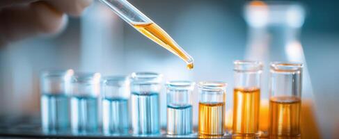 The pipette delivering precise measurements in a laboratory setting. photo