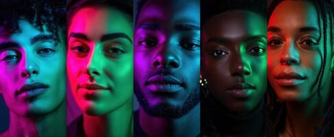The Expressive Portraits of Diverse Faces in Vibrant Colors photo