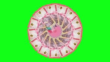 Indonesian Rupiah Cash Animation, Financial Footage, Money Falling Loop video