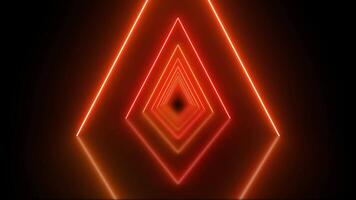 Glowing red neon triangle tunnel with depth and motion effect video