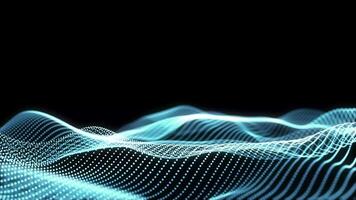 Smooth glowing particles form abstract digital wave animation video