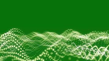 Abstract green wave with dynamic glowing particle dots animation video
