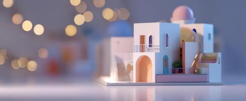 The charming miniature model of a contemporary architecture with vibrant colors. photo