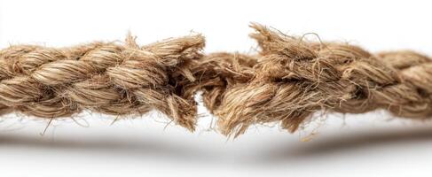 The Close-Up of Frayed Natural Rope with Intricate Details and Texture photo