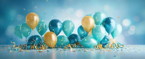 The vibrant display of colorful balloons for a festive celebration. photo