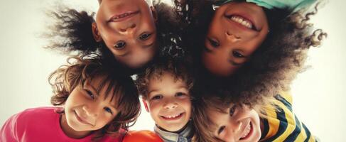 The joyful children sharing a moment of laughter and friendship together photo