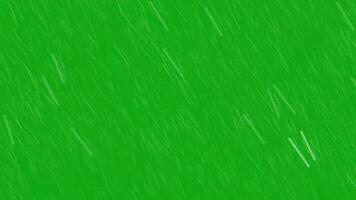 pesado chuva queda efeito e respingo, loopable chuvoso estação animação em verde tela de movimento gráficos chuva efeitos video