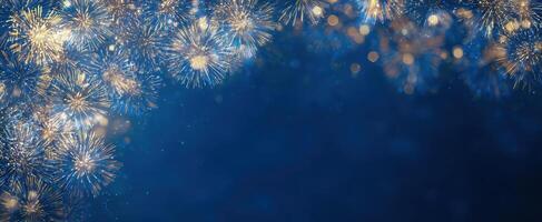 The Stunning Display of Fireworks Against a Deep Blue Background photo