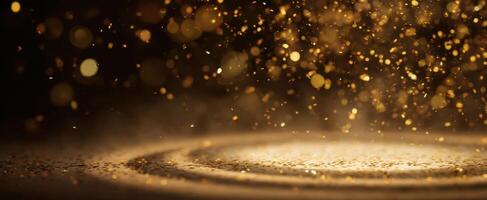 The mesmerizing dance of golden particles creating a shimmering background effect photo