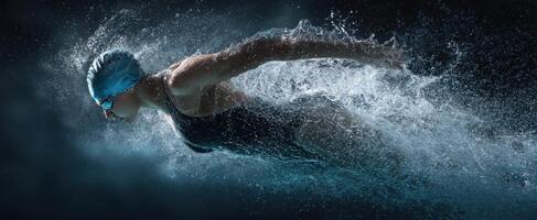 The swimmer gliding through water, showcasing strength and grace in motion. photo