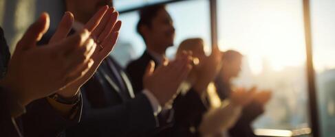 The Enthusiastic Audience Applauding at a Corporate Event in Natural Light photo