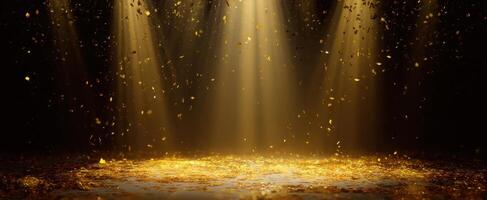 The stunning golden light illuminating a magical stage of celebration. photo