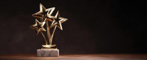 The golden star trophy symbolizing achievement and recognition of excellence. photo