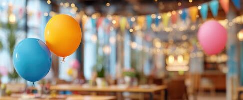 The colorful balloons adding cheer to a festive party atmosphere. photo