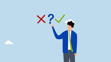 Decision making right or wrong, 4k animation of businessman choosing right or wrong decision. video