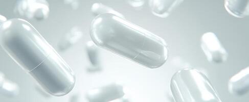 The floating capsules showcasing modern pharmaceutical design and innovation. photo