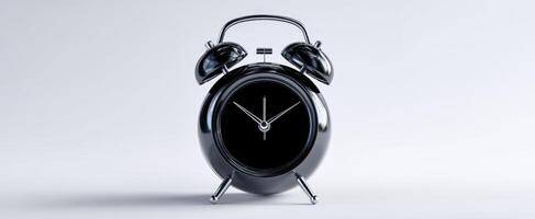 The black alarm clock symbolizing punctuality and timeless elegance in modern design. photo