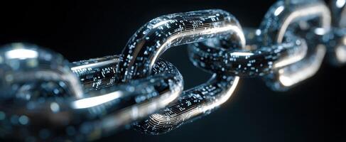 The digital chain symbolizing security and technological innovation in the modern world. photo