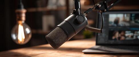 The sleek microphone enhances your podcasting and recording experience in style. photo