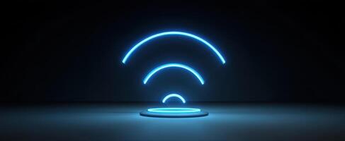 The glowing wireless signal icon with a modern, minimalist design. photo