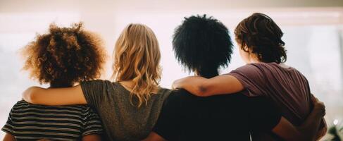 The group of friends enjoying a moment of connection and support together. photo