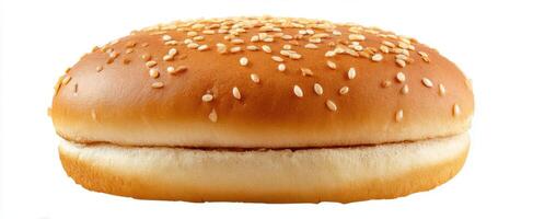 The delicious sesame seed hamburger bun on a white background photo