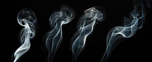 The Elegant Flow of Smoke in Abstract Patterns Against a Black Background photo