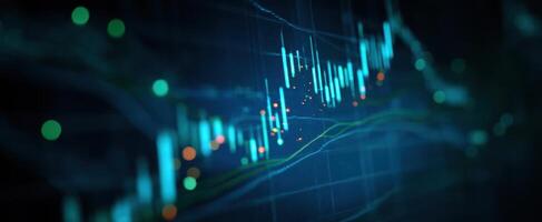 The vibrant candlestick chart illustrating financial market trends and analysis. photo