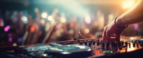 The DJ Mixing Beats in a Lively Nightclub Atmosphere photo
