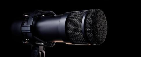 The sleek microphone standing out against a dark background for audio excellence. photo