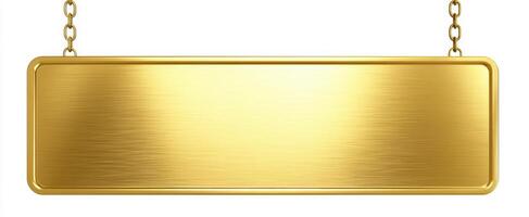 The Blank Gold Sign Hanging Elegantly for Customization and Display photo
