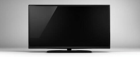 The sleek black television on a minimalist background for modern interiors. photo