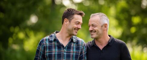 The joyful moments shared between two friends in a sunny park setting. photo