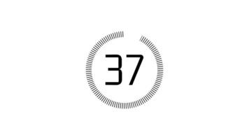 40 second second countdown timer with circular animation on white background. Countdown timer from 40 second to 0 second with modern technology style video