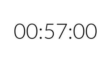 1 minute countdown timer with black number on white background. Countdown timer modern from 1 minute to 0 second. Clean and simple 1 minute countdown timer video