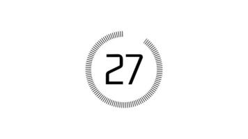30 segundo segundo contagem regressiva cronômetro com circular animação em branco fundo. contagem regressiva cronômetro a partir de 30 segundo para 0 0 segundo com moderno tecnologia estilo video