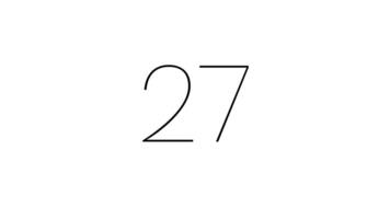 Modern countdown timer from 30 second to 0 second with black minimalist number on white number. 30 second clean countdown timer with minimalist style video