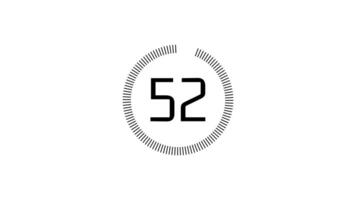 55 segundo segundo contagem regressiva cronômetro com circular animação em branco fundo. contagem regressiva cronômetro a partir de 55 segundo para 0 0 segundo com moderno tecnologia estilo video