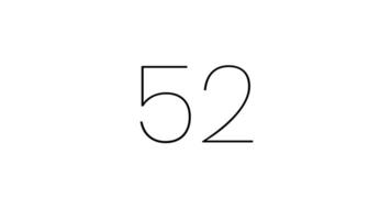 Modern countdown timer from 55 second to 0 second with black minimalist number on white number. 55 second clean countdown timer with minimalist style video