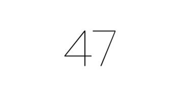 Modern countdown timer from 50 second to 0 second with black minimalist number on white number. 50 second clean countdown timer with minimalist style video